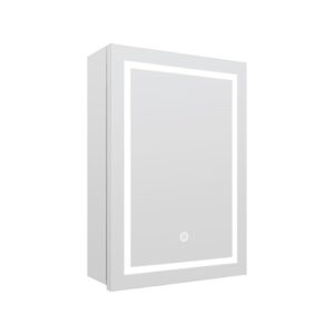 Stainless Steel Mirror Cabinet with LED Light and Feather Touch Smart Switch (Chrome, 20x14 Inch)
