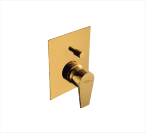 SINGLE LEVER EXPOSED PART KIT OF HI – FLOW DIVERTOR CONSISTING OF OPERATING LEVER WALL FLANGE & KNOB ONLY IN GOLD, Hindware Diverter golden