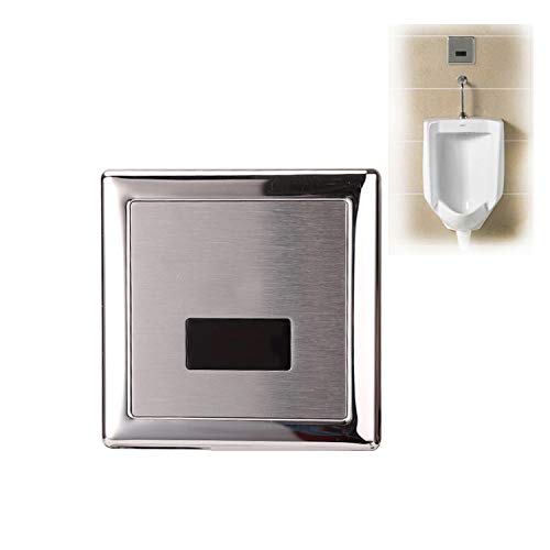 MizMo Wall Mounted Stainless Steel Automatic Urinal Flush Sensor Set for Public Toilet, Home, Office Bathroom with Dual Power Supply Mode Chrome Plated