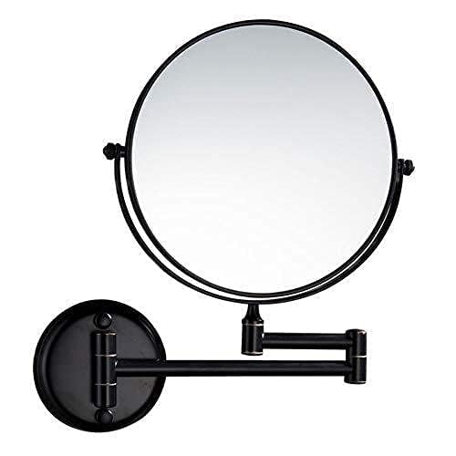 MizMo Brass Dual Side Round Mirror for Bathroom 360° Swivel with Magnifying View | Magnifying Shaving Makeup Mirror 3X zoom Wall Mounted | (Black)