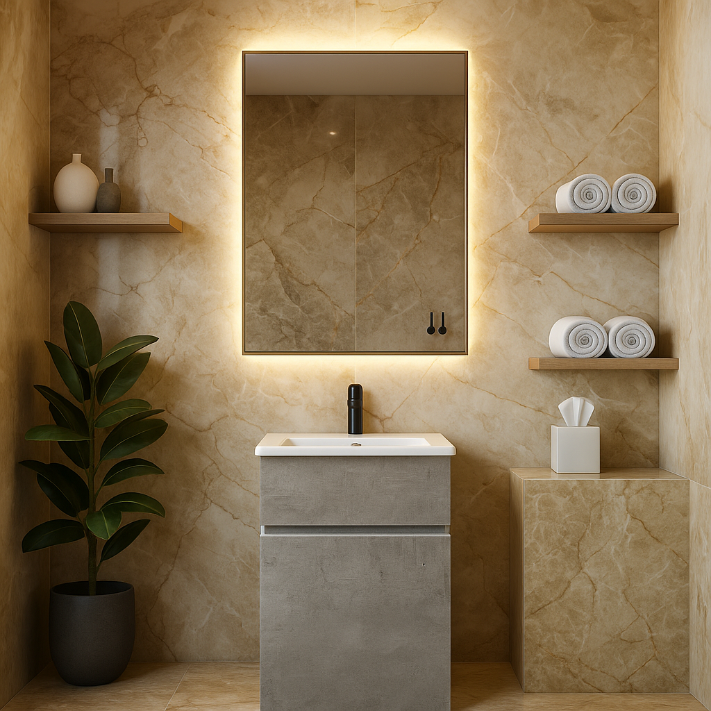 MizMo , HDHMR Bathroom Vanities 16×16 – Dual Mount (Wall/Floor) Waterproof Cabinet with Soft Close & Storage , 1628 (Copy)