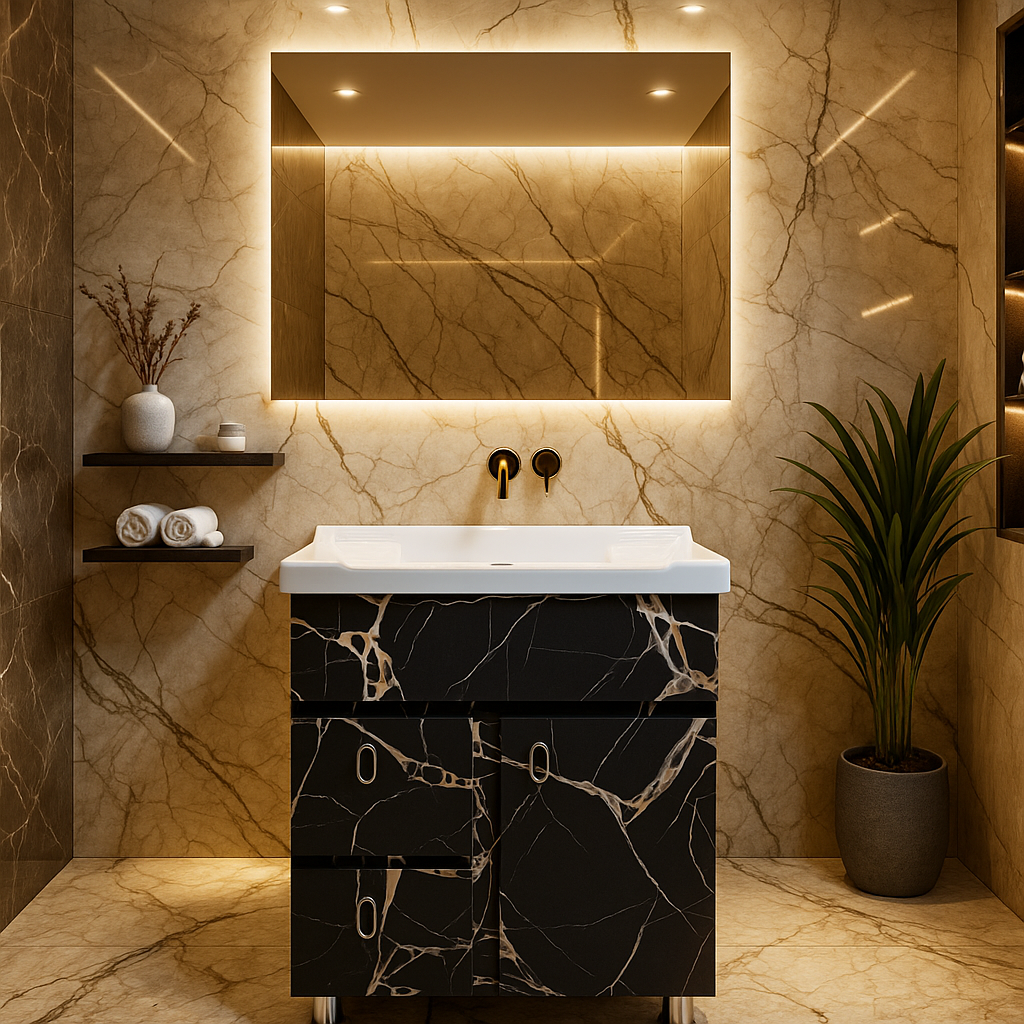 MizMo , HDHMR Bathroom Vanities 24×18 – Dual Mount (Wall/Floor) Waterproof Cabinet with Soft Close & Storage , 2118