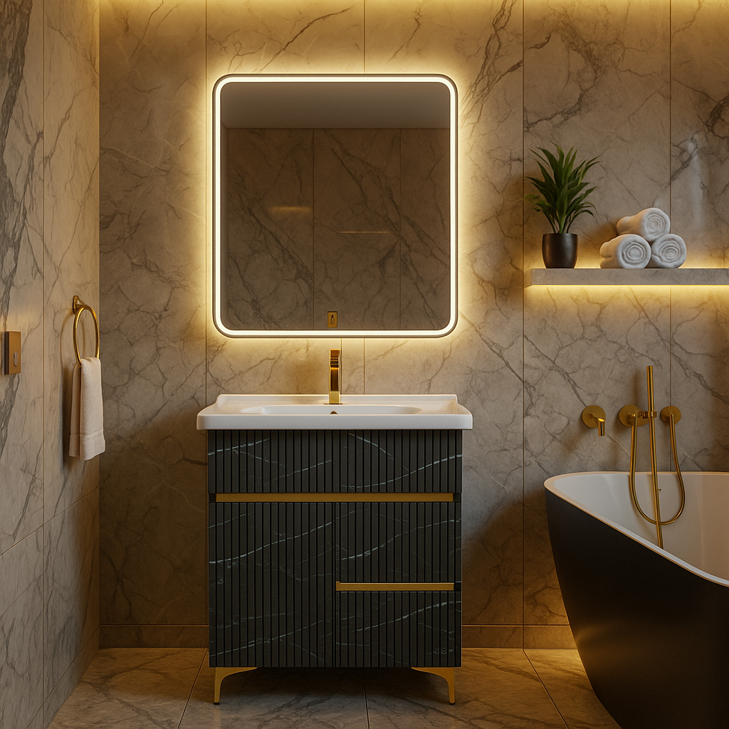MizMo , HDHMR Bathroom Vanities 24×18 – Dual Mount (Wall/Floor) Waterproof Cabinet with Soft Close & Storage , 2304 (Copy)