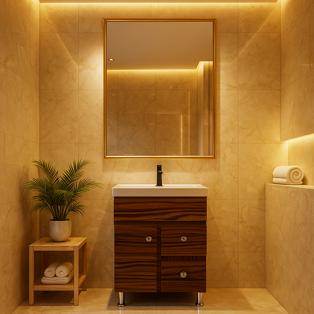 MizMo , HDHMR Bathroom Vanities 24×18 – Dual Mount (Wall/Floor) Waterproof Cabinet with Soft Close & Storage , 2417