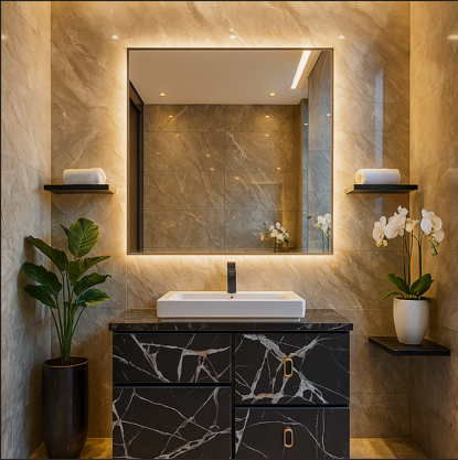 MizMo , HDHMR Bathroom Vanities 24×18 – Dual Mount (Wall/Floor) Waterproof Cabinet with Soft Close & Storage , 2420