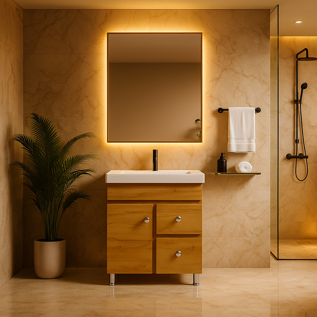 MizMo , HDHMR Bathroom Vanities 24×18 – Dual Mount (Wall/Floor) Waterproof Cabinet with Soft Close & Storage , 2421