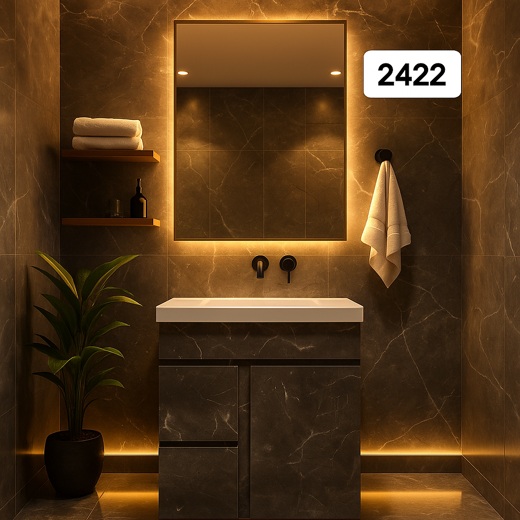 MizMo , HDHMR Bathroom Vanities 24×18 – Dual Mount (Wall/Floor) Waterproof Cabinet with Soft Close & Storage , 2422