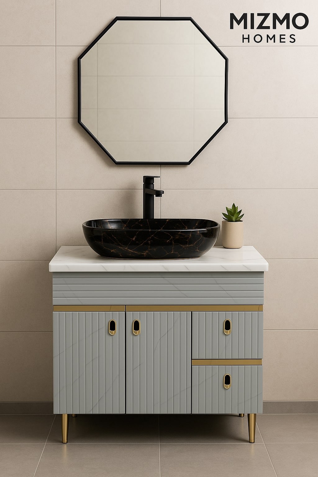 MizMo , HDHMR Bathroom Vanities 32×18 – Floor Mounted Waterproof Cabinet with Soft Close & Storage , 3109