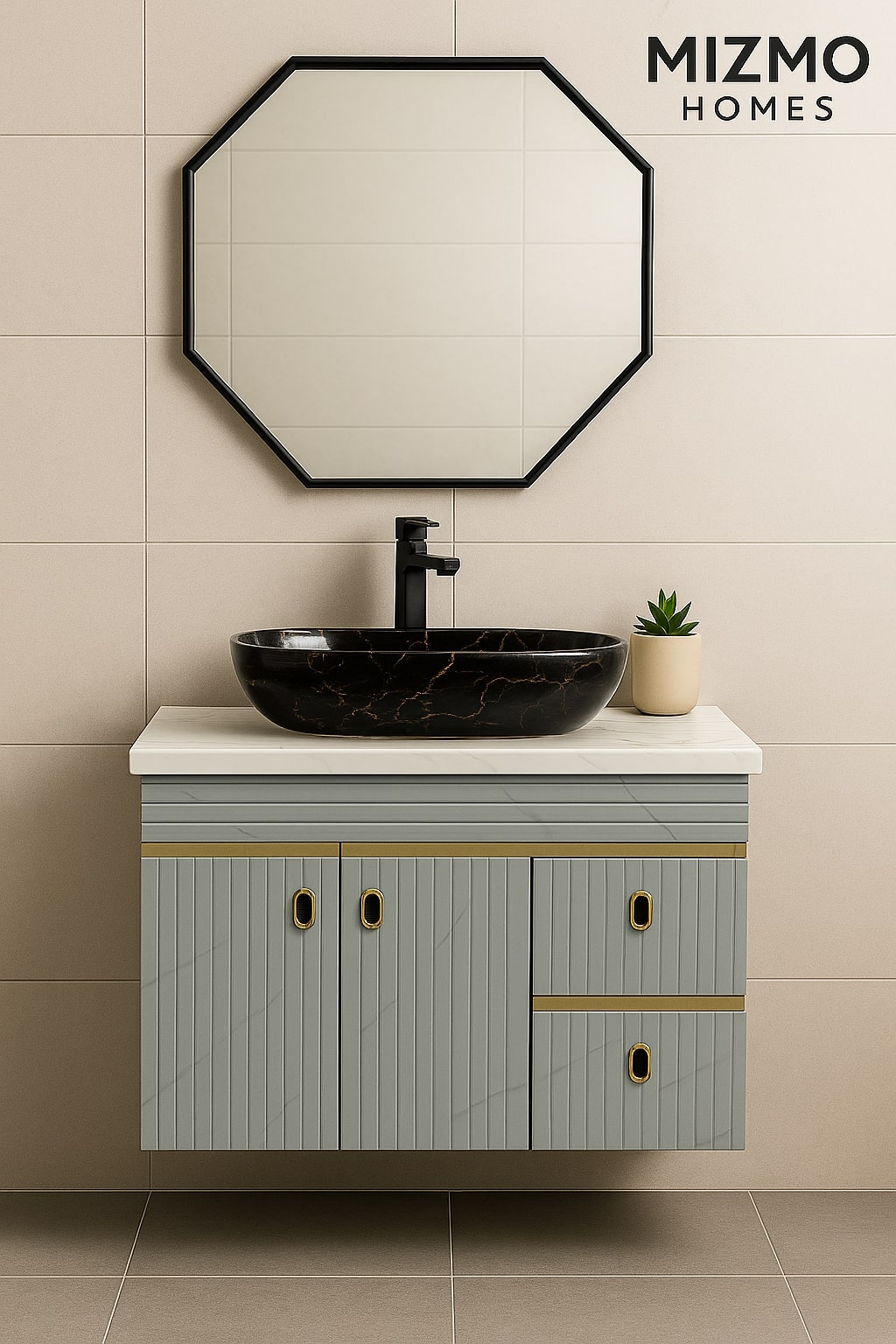 MizMo , HDHMR Bathroom Vanities 32×18 – Wall Mounted Waterproof Cabinet with Soft Close & Storage , 3109