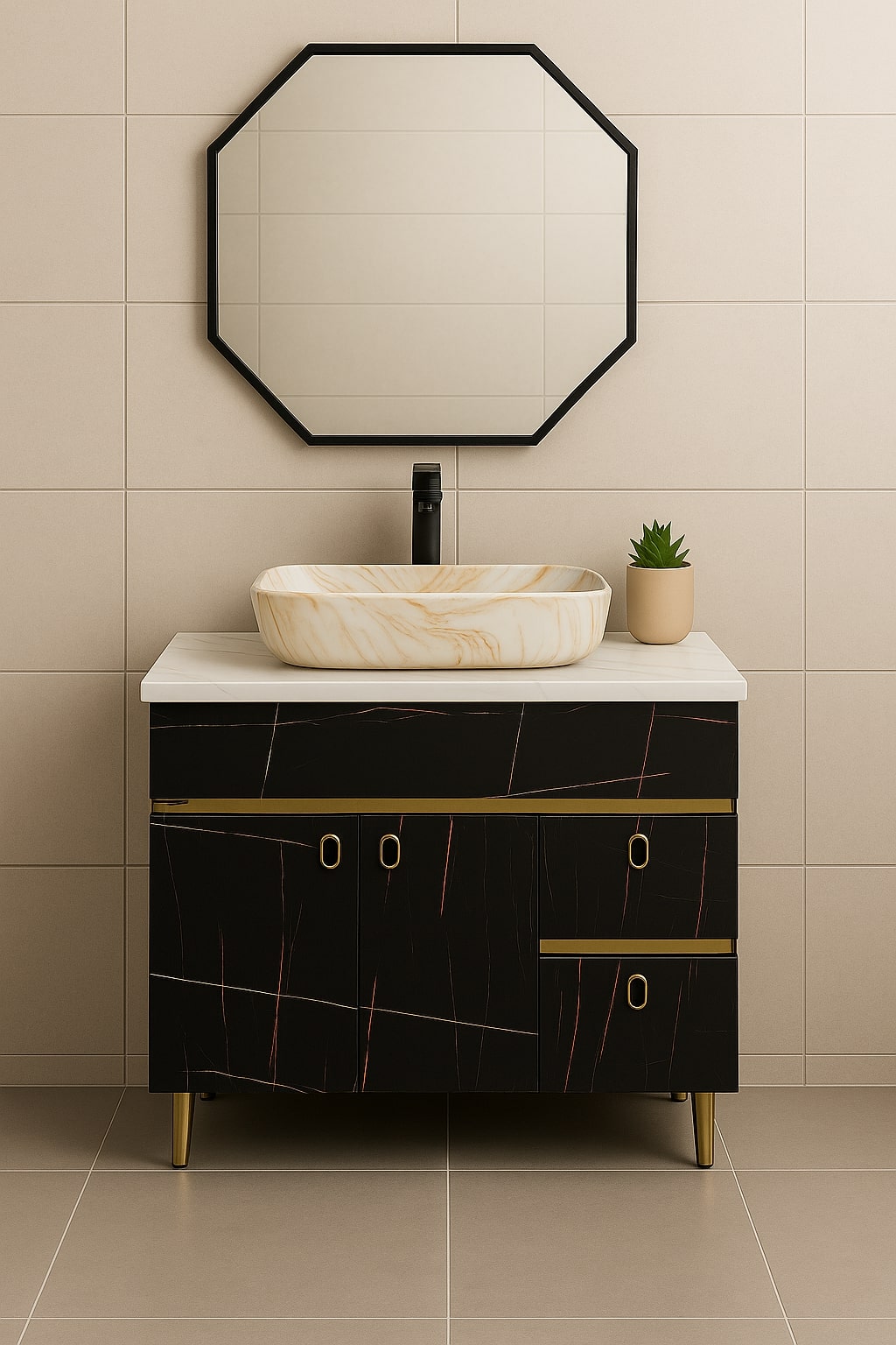 MizMo , HDHMR Bathroom Vanities 32×18 – Floor Mounted Waterproof Cabinet with Soft Close & Storage , 3302
