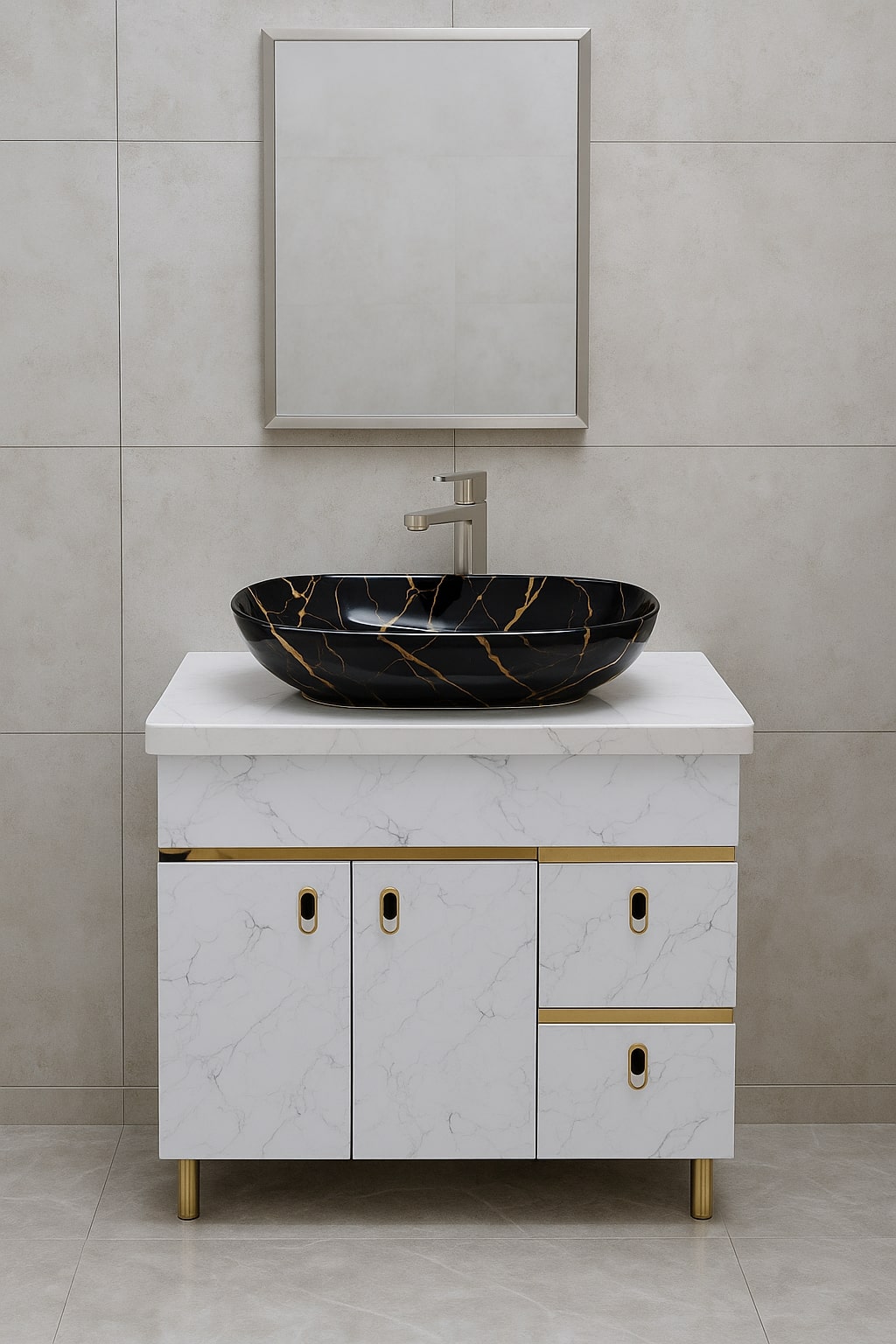 MizMo , HDHMR Bathroom Vanities 32×18 – Floor Mounted Waterproof Cabinet with Soft Close & Storage , 3303