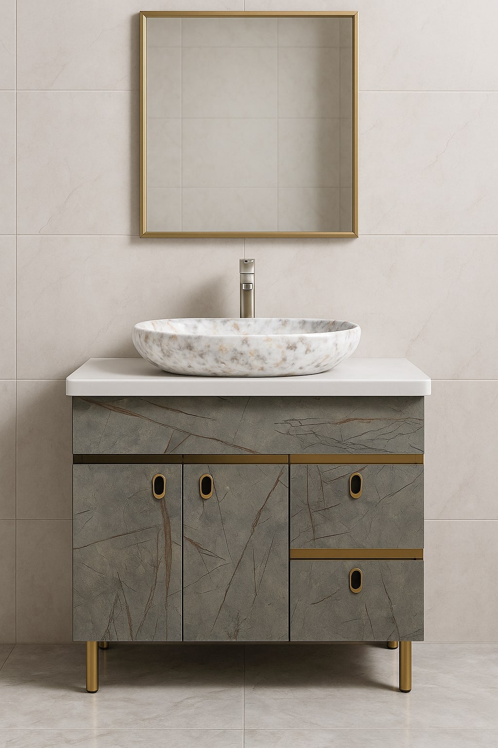MizMo , HDHMR Bathroom Vanities 32×18 – Floor Mounted Waterproof Cabinet with Soft Close & Storage , 3304