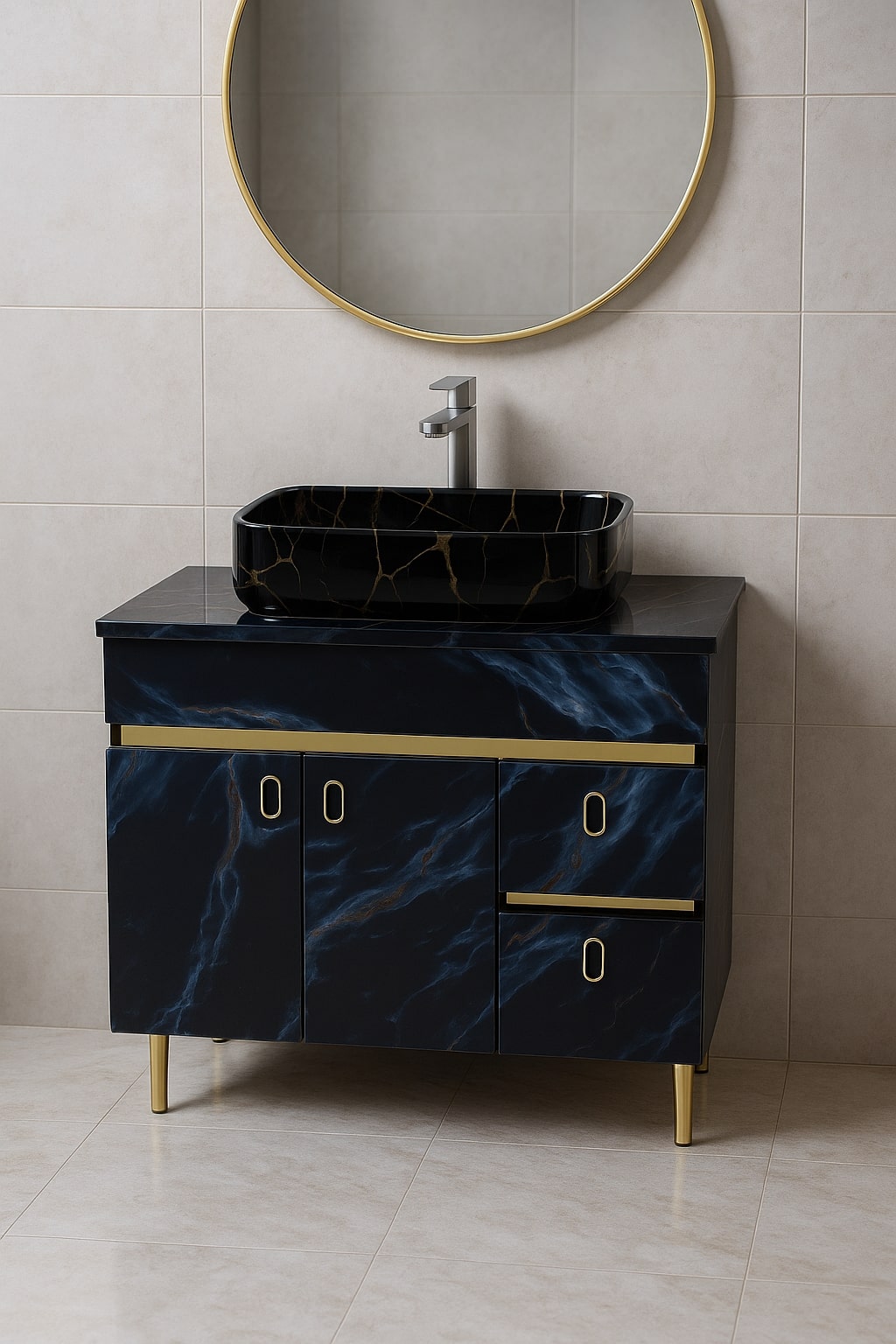 MizMo , HDHMR Bathroom Vanities 32×18 – Floor Mounted Waterproof Cabinet with Soft Close & Storage , 3308