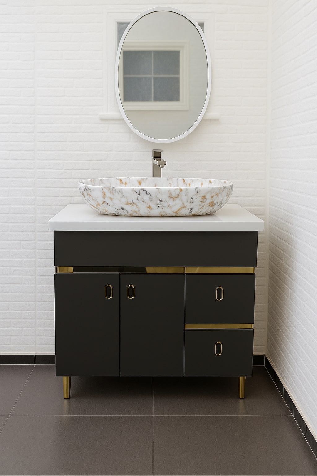 MizMo , HDHMR Bathroom Vanities 32×18 – Floor Mounted Waterproof Cabinet with Soft Close & Storage , 3315