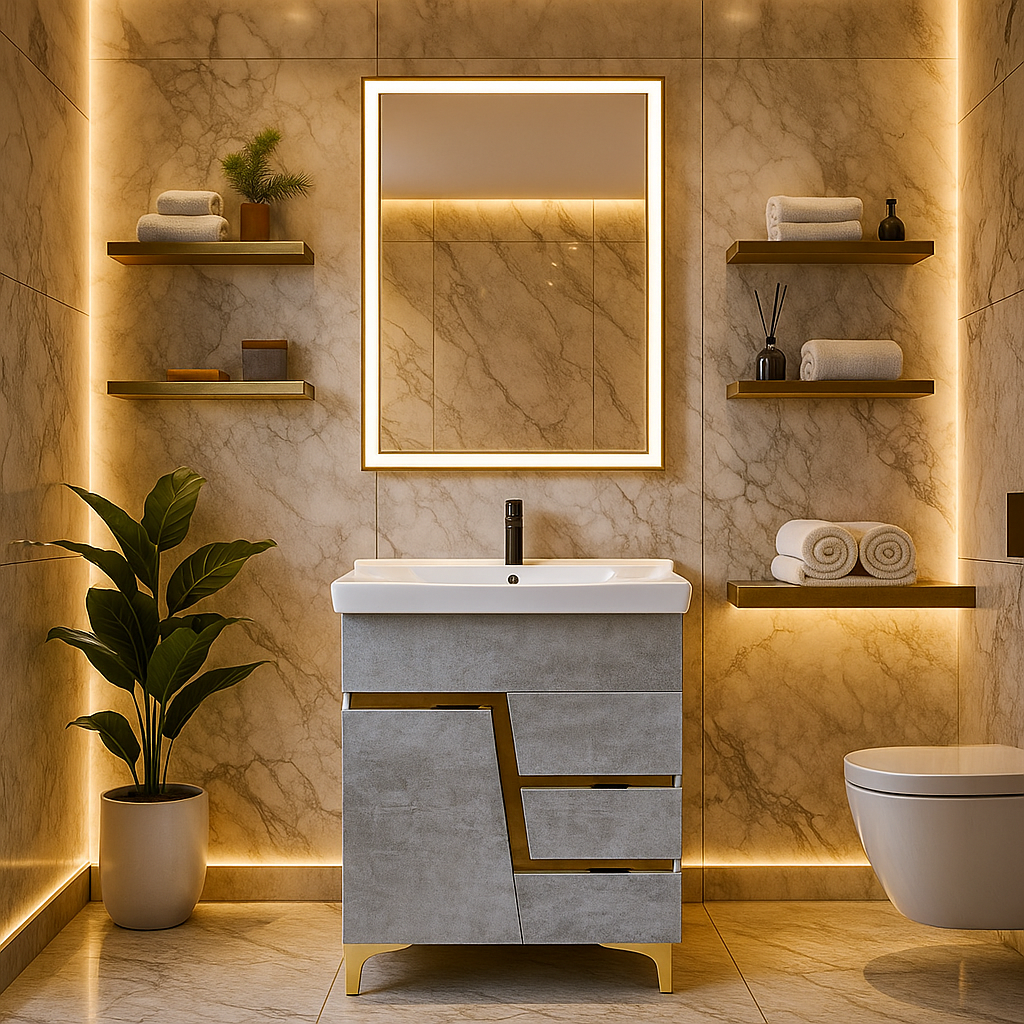 MizMo , HDHMR Bathroom Vanities 24×18 – Dual Mount (Wall/Floor) Waterproof Cabinet with Soft Close & Storage , Z2418