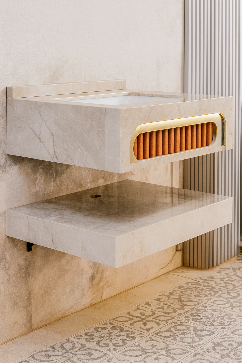 Mizmo Stone Vanity, Under Mount Basin , 32″, 600*500*200 mm, Model No. – 416031