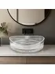 MizMo Elegant Tempered Glass Boat-Shape Countertop Wash Basin – 500×375×140 mm Designer Crystal Bowl, White BEGB-108