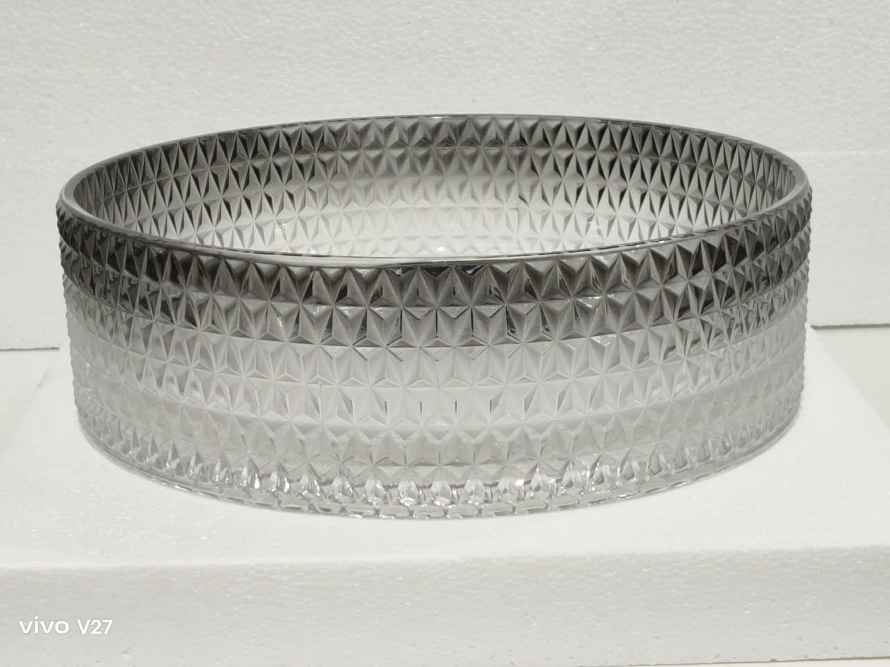 MizMo Elegant Tempered Glass Boat-Shape Countertop Wash Basin – 500×375×140 mm Designer Crystal Bowl, Black