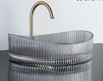 MizMo Elegant Tempered Glass Boat-Shape Countertop Wash Basin – 500×375×140 mm Designer Crystal Bowl, Black BEGB-106