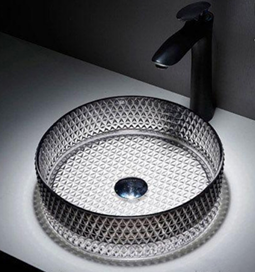 MizMo Elegant Tempered Glass Boat-Shape Countertop Wash Basin – 500×375×140 mm Designer Crystal Bowl, Black