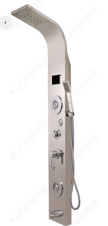 MizMo SS304 Chrome 6-in-1 Shower Panel with Digital Temperature Display | Rainfall + Body Jets + Hand Shower | Wall Mounted – Model 8002