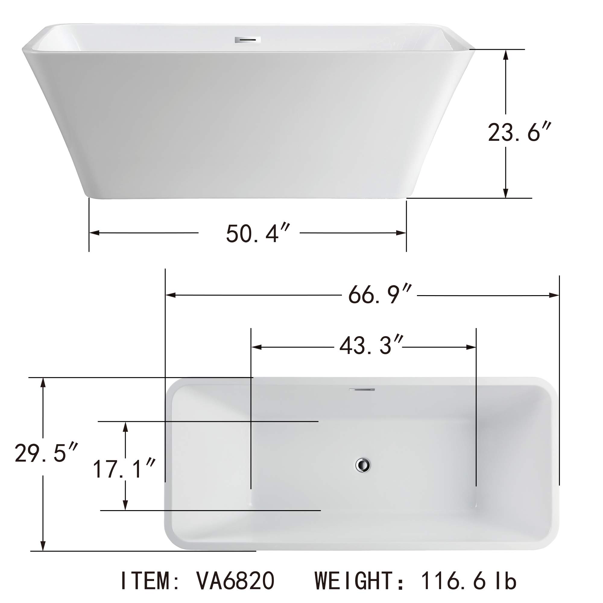 MIZMO Pure Acrylic Bathtub 1500×750×600 mm – Glossy White | Model KF717BA