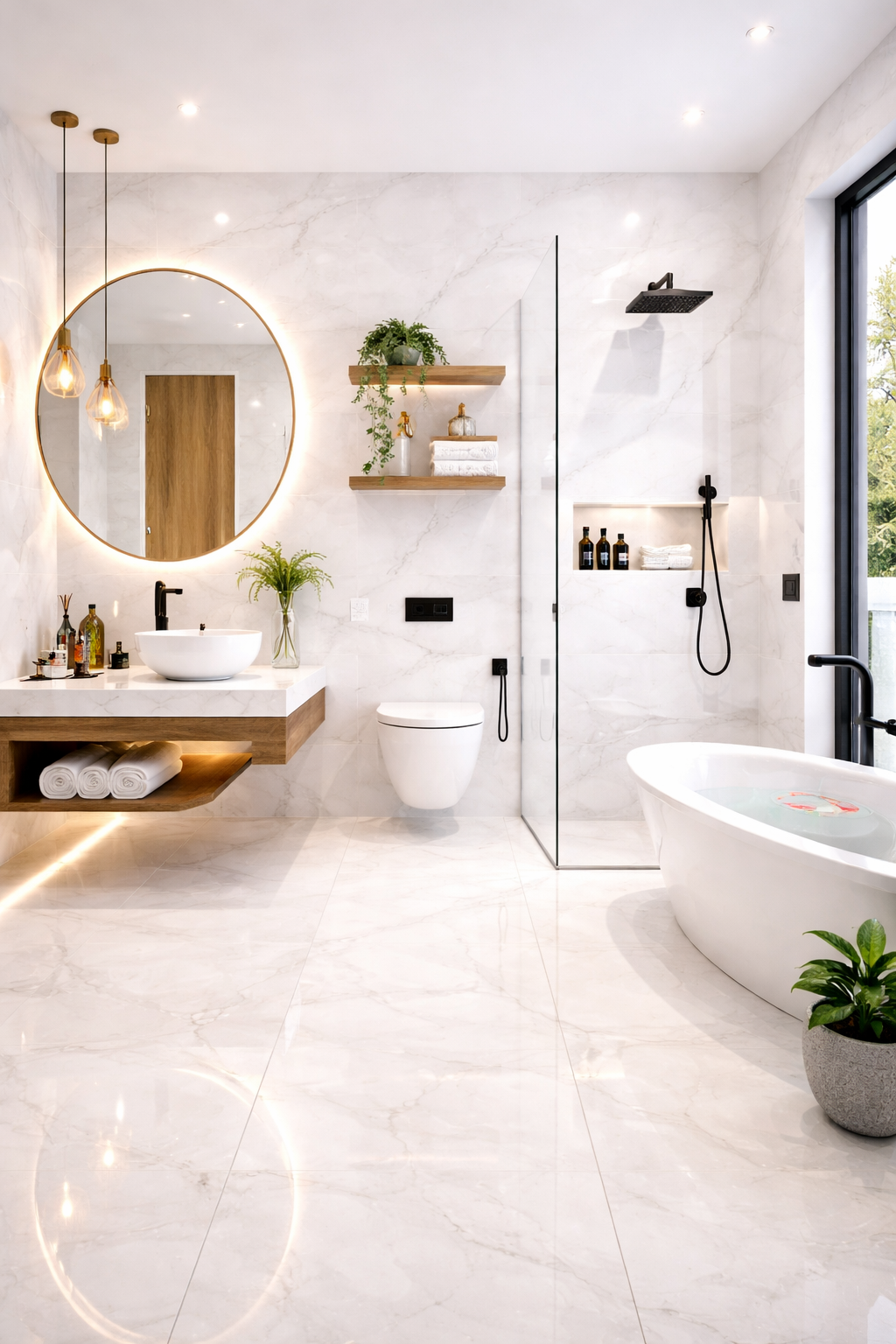 Mizmo, Bathroom Wall Tiles, Vitrified Tile, 2×4 Ft, 600x1200mm, ANGEL BIANCO