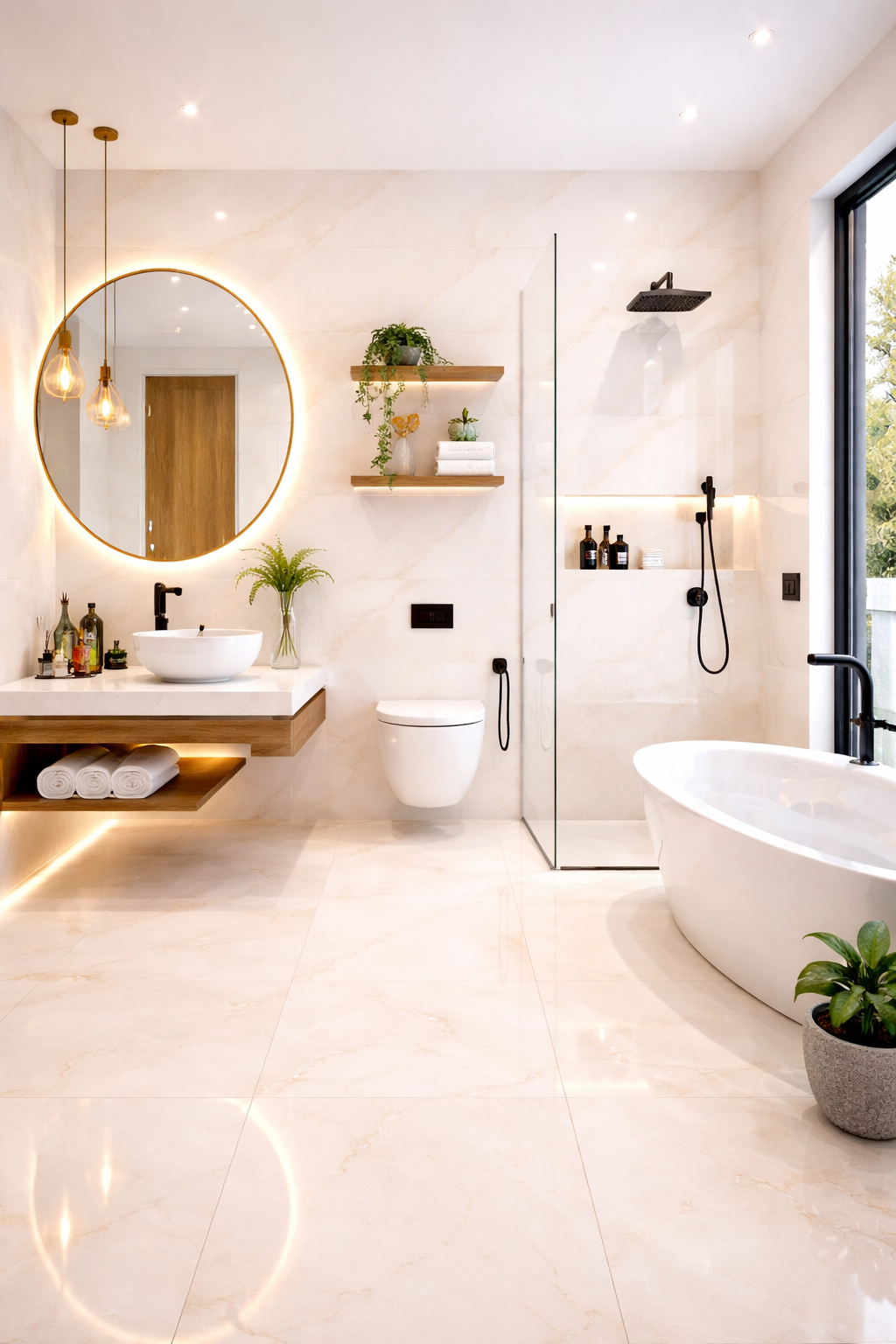 Mizmo, Bathroom Wall Tiles, Vitrified Tile, 2×4 Ft, 600x1200mm, Angel Light