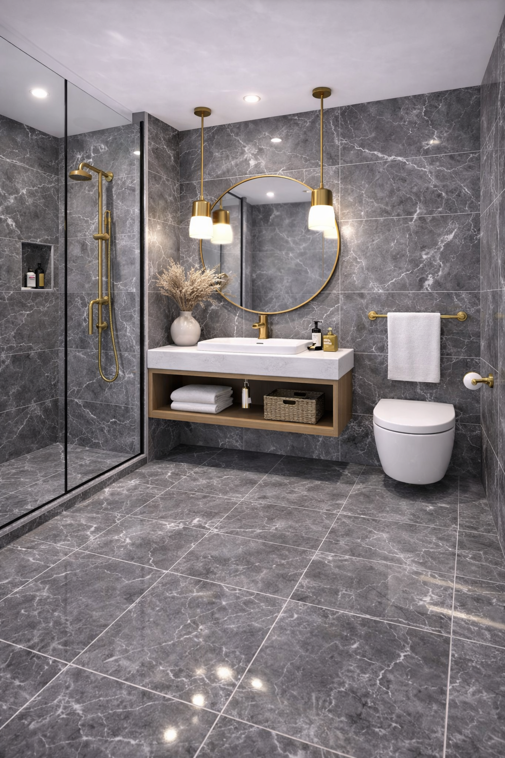 Mizmo, Bathroom Wall Tiles, Vitrified Tile, 2×4 Ft, 600x1200mm, PEPRICA GREY